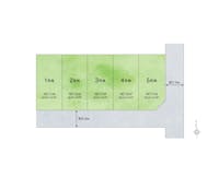 【全体区画図】
《敷地全区画50坪以上》全5区画の新たな街並みが誕生します！幅員約約6.0mの南側公道に接道し、お車の出し入れもスムーズ。閑静な住宅街にあり、静かで落ち着いた暮らしが叶いそうです。