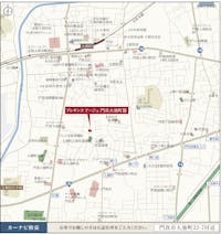 【現地案内図】
おおわだ保育園まで徒歩3～4分、門真市立大和田小学校まで徒歩10分。ご家族との暮らしに欠かせないスーパーや病院も、徒歩7分圏内に位置しています。