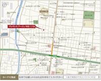 【現地案内図】
スーパーまで徒歩4分！幼稚園・小学校・公園も徒歩4分圏内で、子育てファミリーにも嬉しいエリア。様々なイベントの催しがある大阪城公園へ自転車約5分でアクセスでき、暮らしの楽しみが広がります。