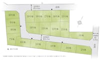 【区画図】
開発道路約4.7ｍ、北東側・北西側公道約5.9ｍの全19区画の街が誕生。
企画型住宅のほか、間取りやカラーを選べるセレクト型住宅など多彩なプランをご用意しております。