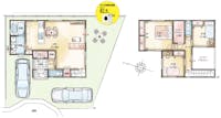 【4号地/参考プラン】
土地約39.9坪、西側開発道路8mの転回路に面した敷地に、広々約21帖のLDKと繋がりのある庭スペースを設け、廊下からそのまま出入りできる雨でも安心なインナーバルコニーや収納力のあるファミリークロゼット等が魅力のプランです。【●敷地面積／132.22㎡●延床面積／96.79㎡（1階床面積/51.84㎡、2階床面積/44.95㎡）】※参考プランの為、プランの変更は可能です。 ※車、家具はイメージです。備え付けされませんので、予めご了承ください。※床暖房・カワックはオプションになります。 ※一部オプションが含まれている場合があります。詳しくは係員までお尋ねください。