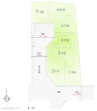 【区画図】
開発道路幅員約6.4m～9.57m。教育施設や買い物施設が充実しつつ、東福寺や蓮華王院も生活圏内に。京都ならではの文化や歴史を感じられる贅沢なロケーションです。