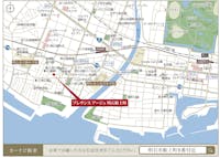 【現地案内図】
小学校、幼稚園、保育園、スーパー、病院が徒歩10分圏内に揃う、暮らしやすい住環境。周辺には公園が点在していますので、子育て中のご家族にもおすすめです。