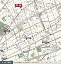 【現地案内図】
徒歩13分圏内に教育施設、買い物施設、病院、公園などの生活利便施設が点在する便利なエリアです。お車でお越しの際はカーナビに「神戸市灘区中原通2丁目6-4」とご入力ください。