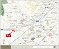 【現地案内図】
ドラッグストアまで徒歩1分～2分！スーパー・コンビニなどの買い物施設や公園、各科医療施設が徒歩6分圏内に点在。買い出しや通院にもさっと向かうことができる便利な住環境です。