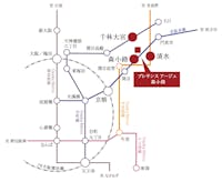 【路線図】
京阪本線「森小路」駅まで徒歩3分～4分、OsakaMetro谷町線「千林大宮」駅まで徒歩7分～8分、OsakaMetro今里筋線「清水」駅まで徒歩13分～14分と、3沿線3駅にアクセスしやすい立地です。