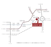 【路線図】
JR京都線「西大路」駅(北出口)まで徒歩9分(現地より約660m)。「西大路」駅より「京都」駅まで1駅乗車約3分！(※平常時も3分)。各方面へ軽快アクセスが叶います◎