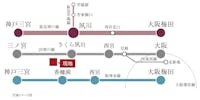 【路線図】
《複数路線・駅利用可能！》阪神本線「香櫨園」駅まで徒歩7分、JR神戸線「さくら夙川」駅まで徒歩8分！阪神線・JR線・阪急線を利用でき、神戸・大阪市内の主要地域へ軽快アクセスが叶います。