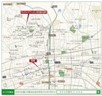 【現地案内図】
ライフ夙川店まで徒歩2分！自然豊かな夙川河川敷緑地(夙川公園)まで徒歩5分！買い物施設や飲食店、小学校、総合病院が身近に点在し、ご家族皆様が暮らしやすいロケーションです。