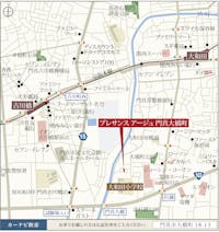 【現地案内図】
京阪本線「古川橋」駅まで徒歩11分～12分。幼稚園・小学校が徒歩5分圏内で通学負担が少なく、子育て世帯にも暮らしやすい住環境。お車でお越しの際はカーナビにて「門真市大橋町18-13付近」をご登録ください。