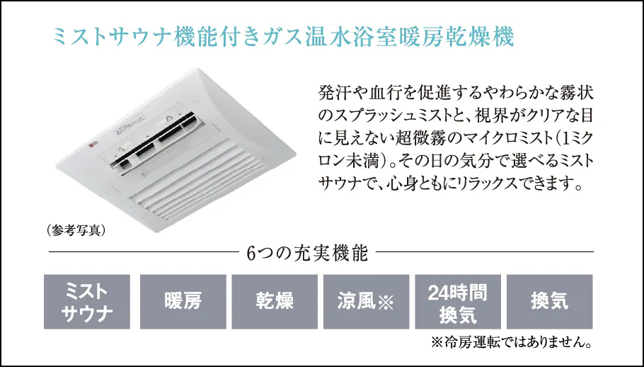 ミストサウナ機能付きガス温水浴室暖房乾燥機